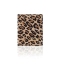 Porte-cartes pliantes en cuir véritable fait main en Italie Taupe Léopard Clair Matt