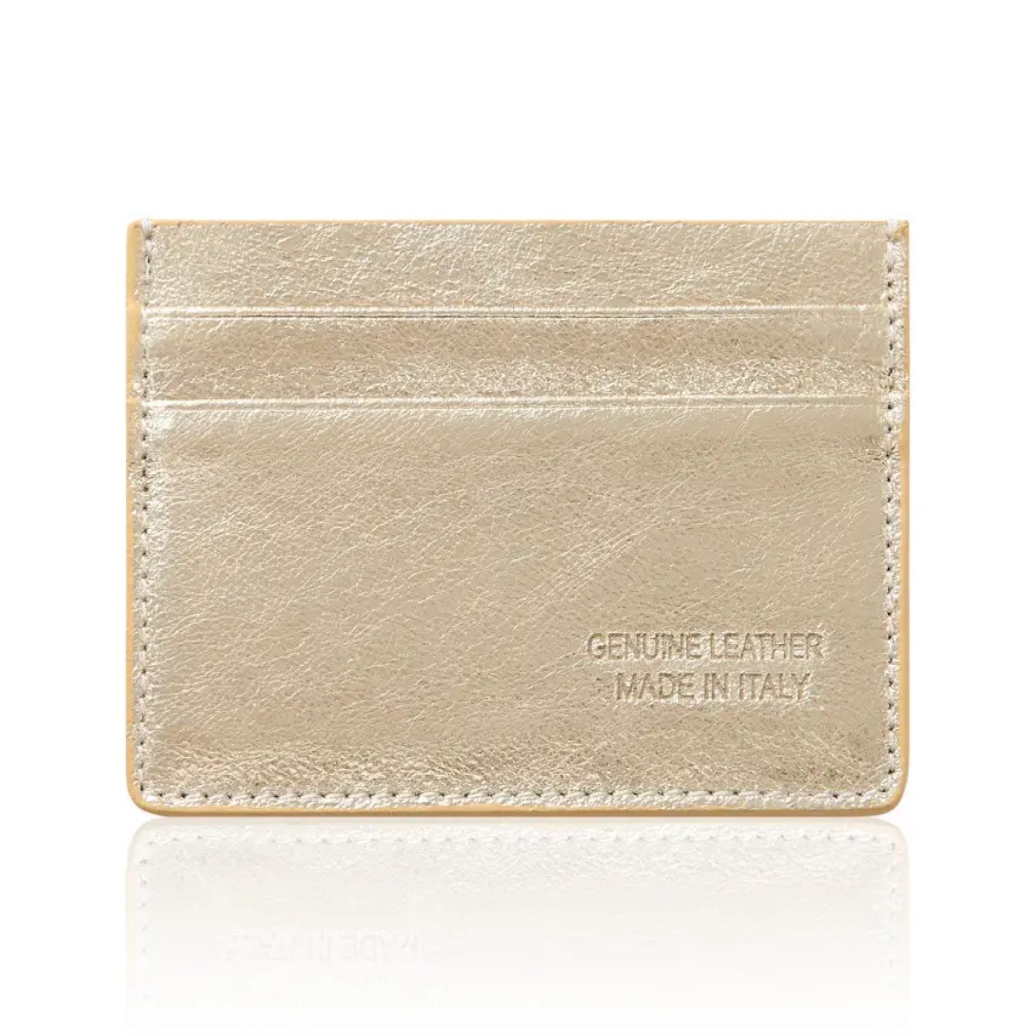Porte-cartes réversible en cuir véritable italien fait main Or