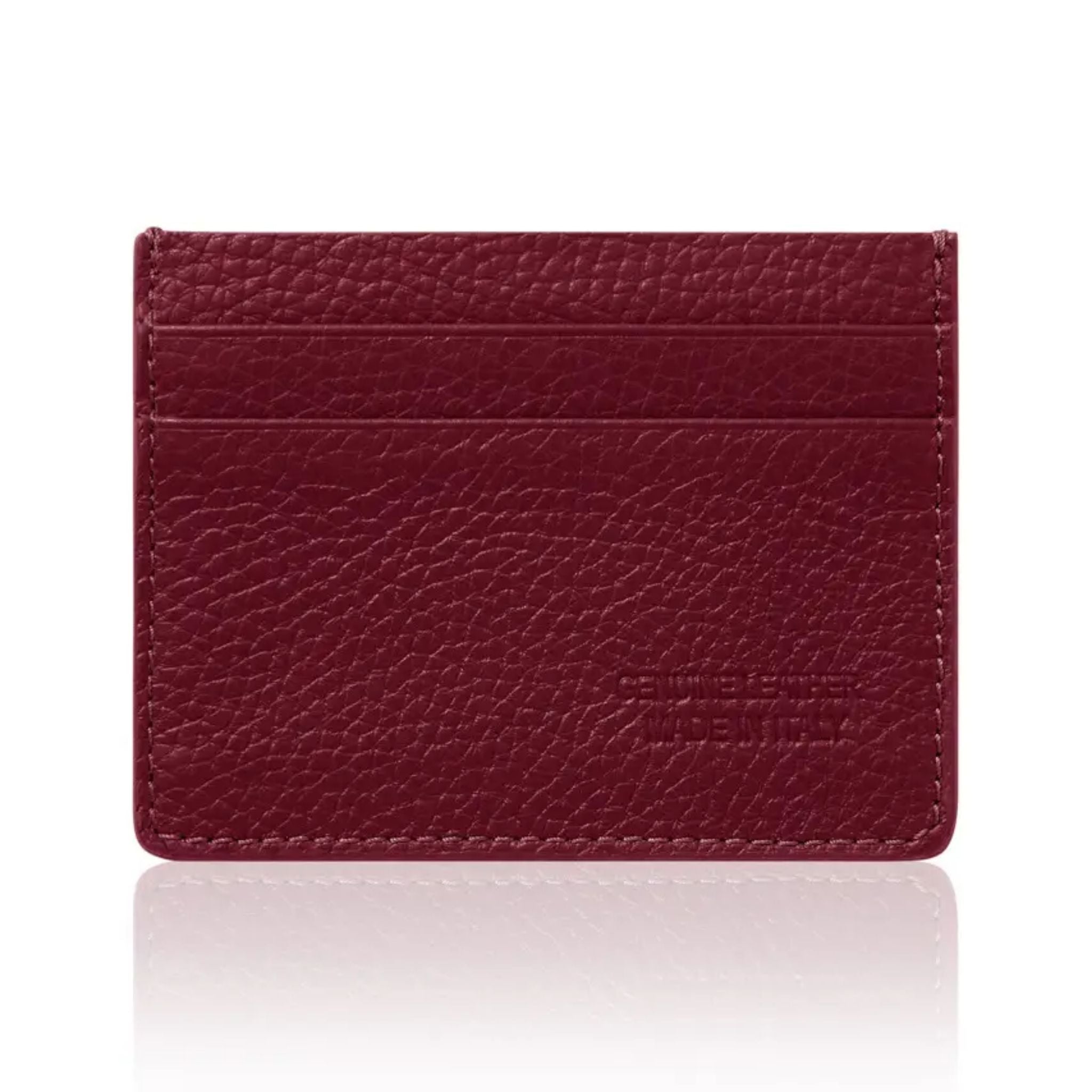 Porte-cartes réversible en cuir véritable italien fait main Rouge