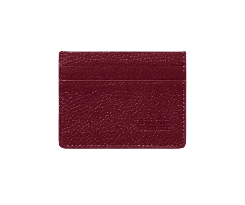 Porte-cartes réversible en cuir véritable italien fait main Rouge